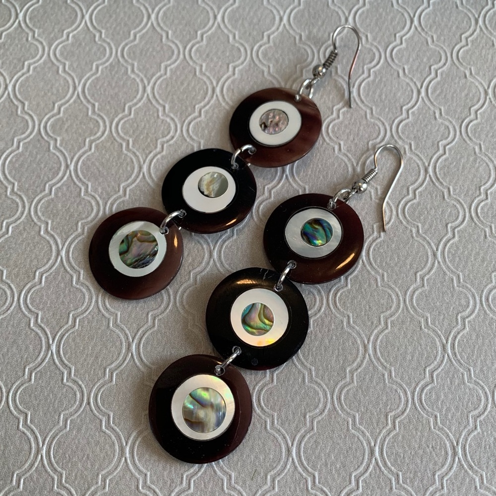 Authentic shell and wood earrings
